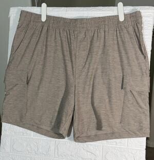 FLX Men’s XL Heather Tan Performance Cargo Shorts Stretch Athletic